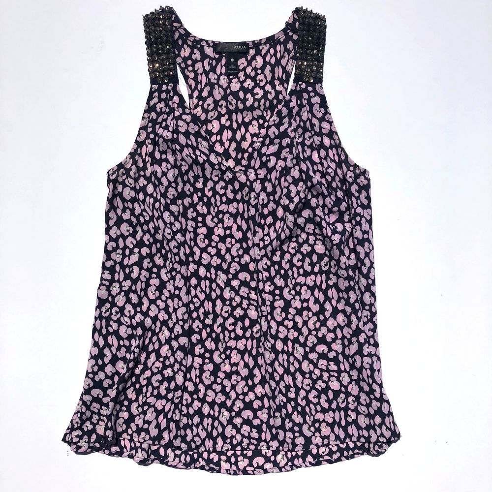 AQUA Printed Chiffon Tank, Sz XS